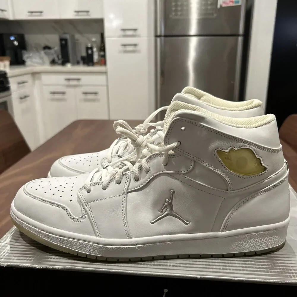Vintage Air Jordan Retro 1 White Metallic Silver 2002 Sneakers Size 14 Pre-Owned